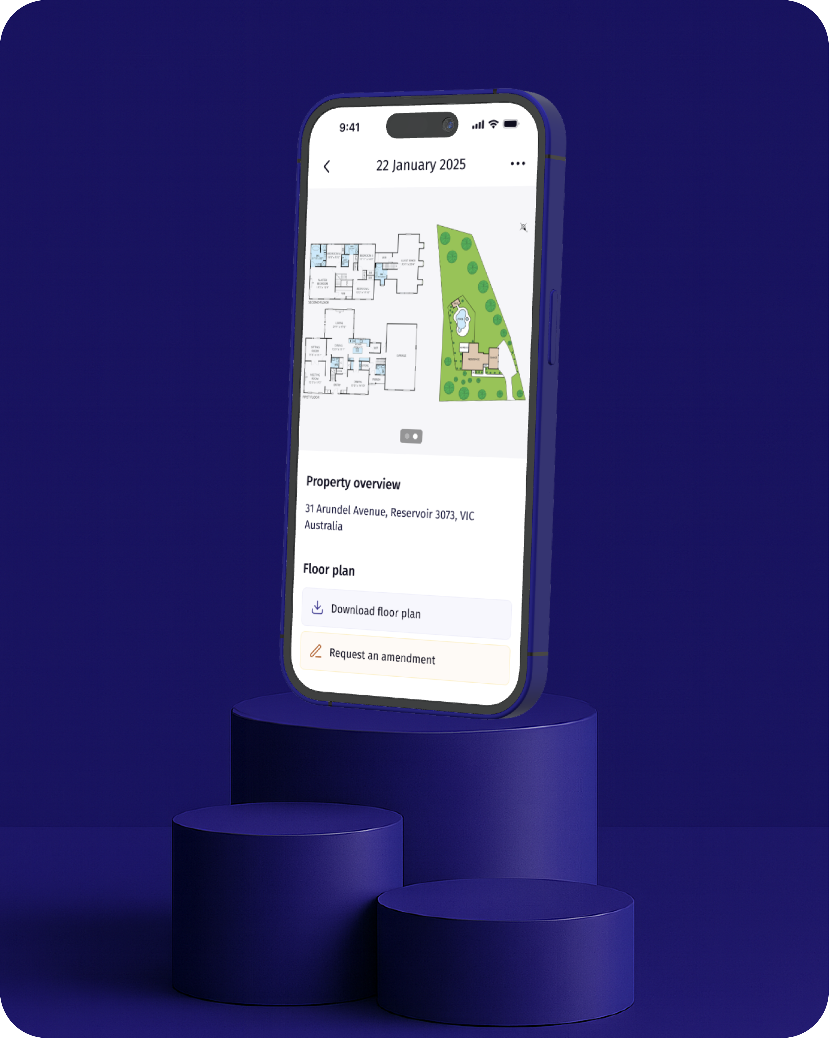 A render of three white cylindrical columns, against a warm creme background
